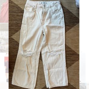 Free People We The Free White Distressed Boyfriend Denim Jeans Pants Size 28
